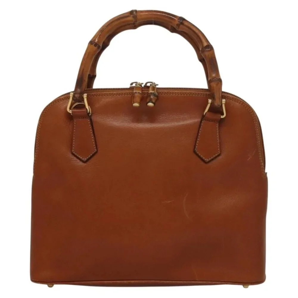 GUCCI Hand Bag Leather Brown Gold 000 2214 0290 Auth ep9714 - Picture 10 of 16